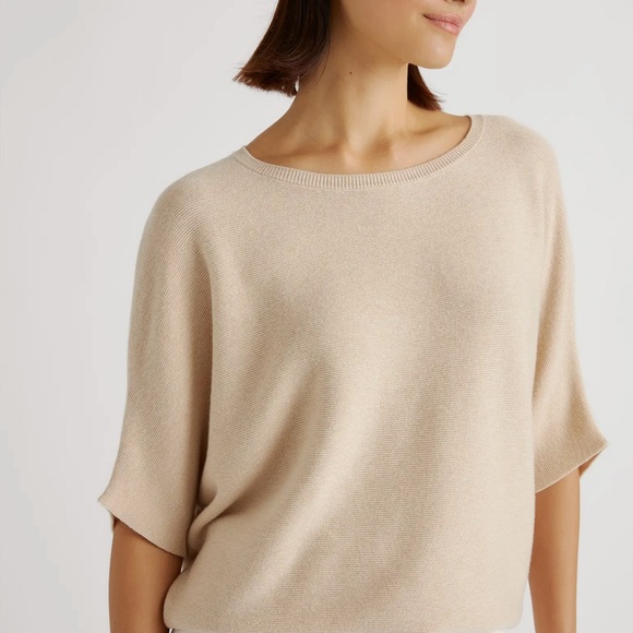Quince Lightweight Cotton Cashmere Link-Stitch Dolman Sweater - Size S - Picture 3 of 11